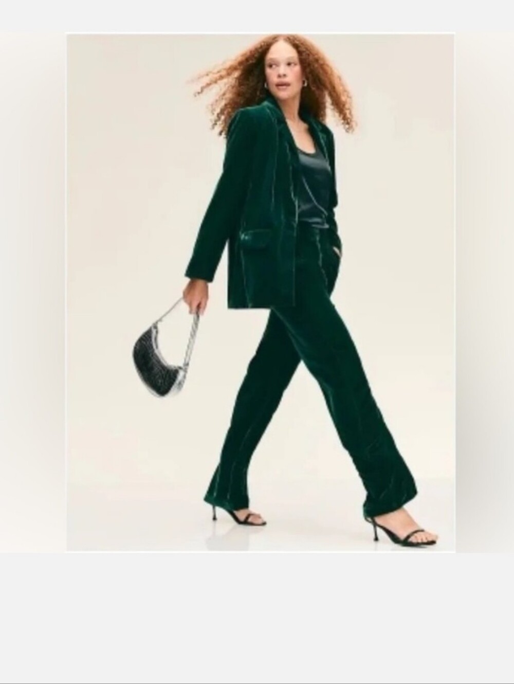 Old Navy High Waisted Taylor Wide Leg Trouser Full Length Green Velvet L